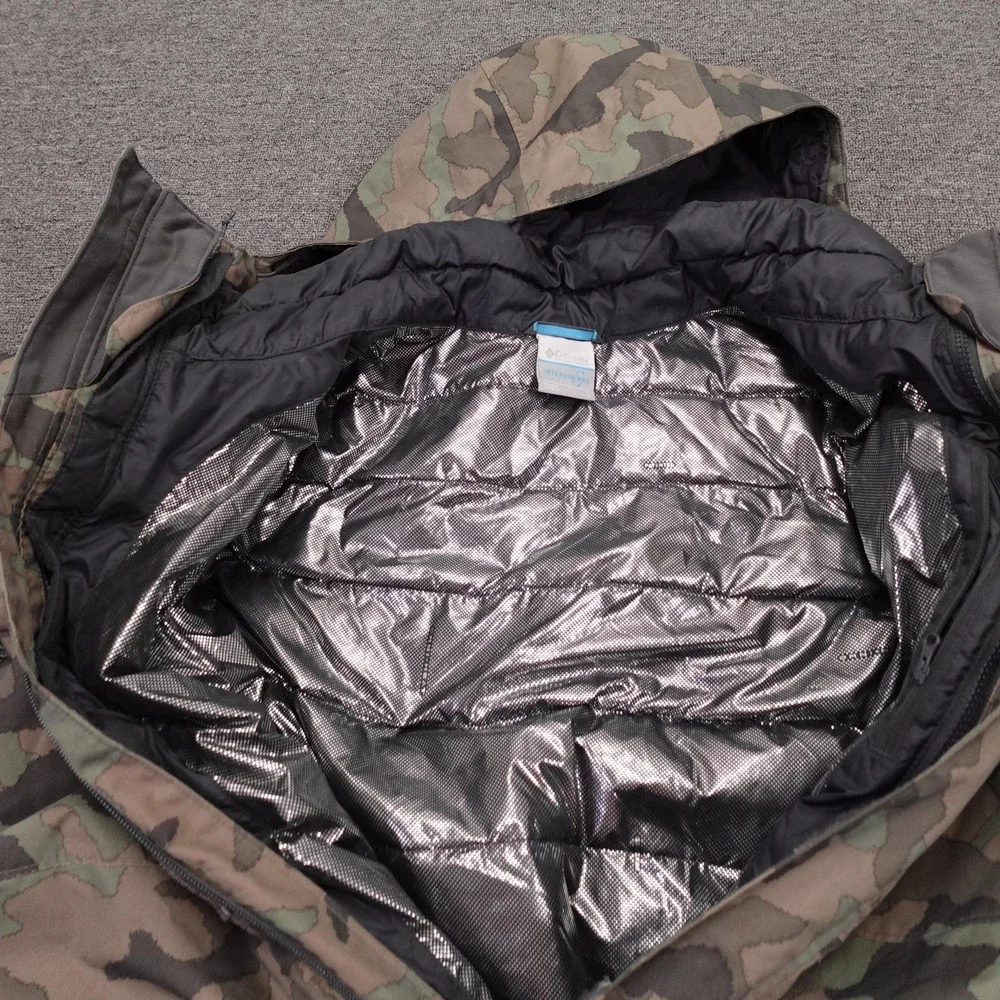 Columbia Jacket Mens Large Green Camo Omni-Tech Interchange 3-in-1 Hooded Ski